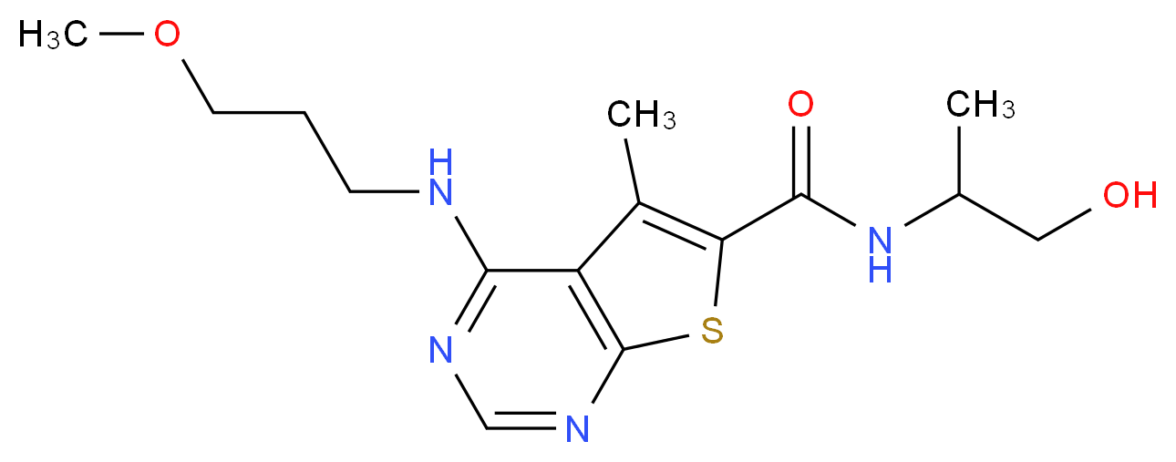N-(2-hydroxy-1-methylethyl)-4-[(3-methoxypropyl)amino]-5-methylthieno[2,3-d]pyrimidine-6-carboxamide_分子结构_CAS_)