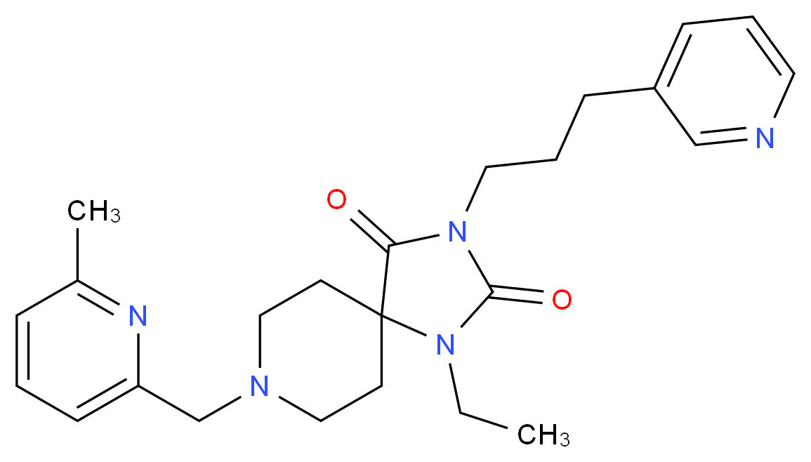 1-ethyl-8-[(6-methyl-2-pyridinyl)methyl]-3-[3-(3-pyridinyl)propyl]-1,3,8-triazaspiro[4.5]decane-2,4-dione_分子结构_CAS_)