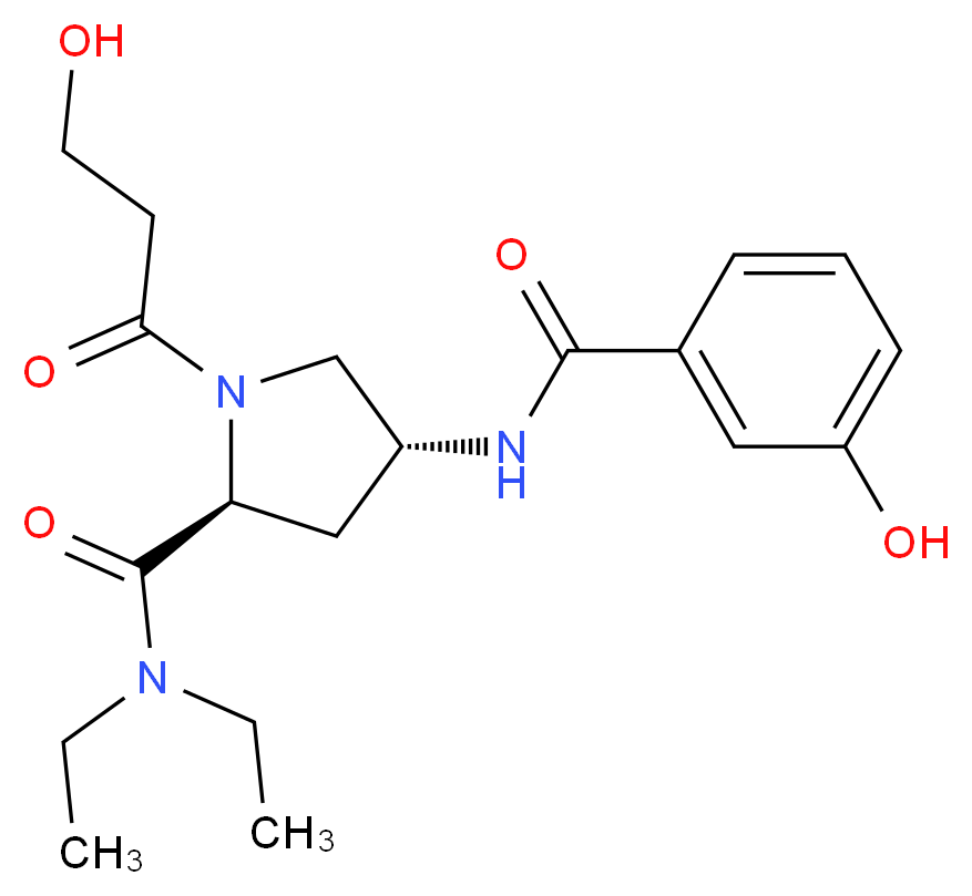 (4R)-N,N-diethyl-4-[(3-hydroxybenzoyl)amino]-1-(3-hydroxypropanoyl)-L-prolinamide_分子结构_CAS_)