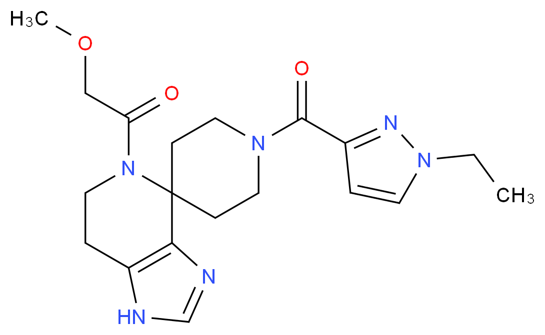 1'-[(1-ethyl-1H-pyrazol-3-yl)carbonyl]-5-(methoxyacetyl)-1,5,6,7-tetrahydrospiro[imidazo[4,5-c]pyridine-4,4'-piperidine]_分子结构_CAS_)