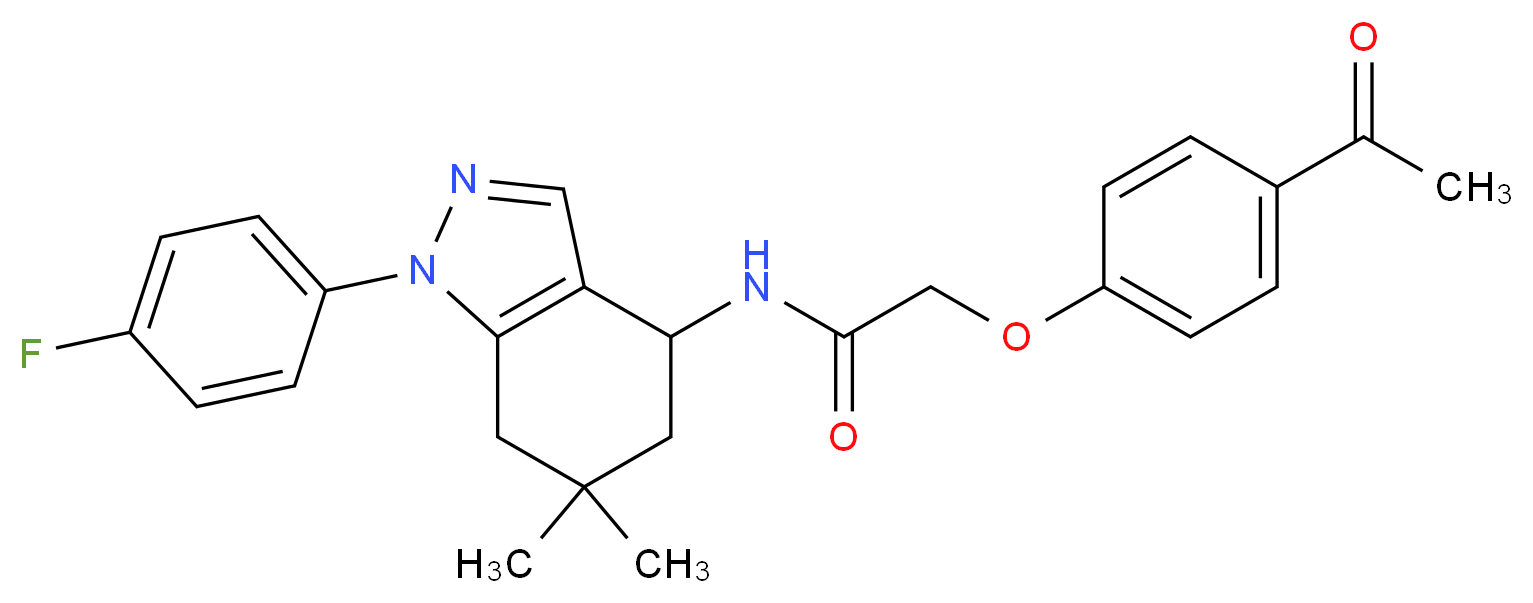 2-(4-acetylphenoxy)-N-[1-(4-fluorophenyl)-6,6-dimethyl-4,5,6,7-tetrahydro-1H-indazol-4-yl]acetamide_分子结构_CAS_)