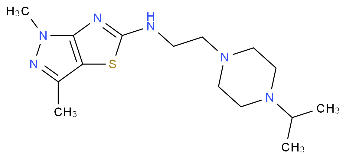 N-[2-(4-isopropylpiperazin-1-yl)ethyl]-1,3-dimethyl-1H-pyrazolo[3,4-d][1,3]thiazol-5-amine_分子结构_CAS_)