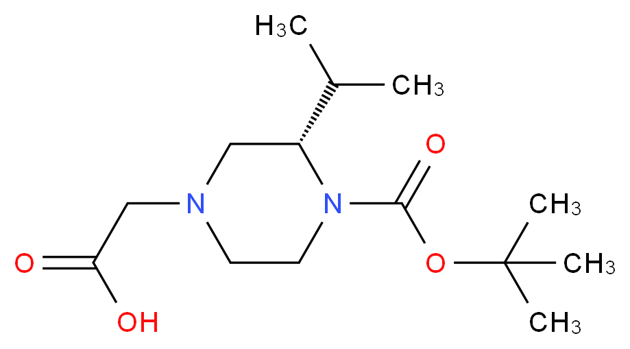 2-[(3S)-4-[(tert-butoxy)carbonyl]-3-(propan-2-yl)piperazin-1-yl]acetic acid_分子结构_CAS_1240588-31-1