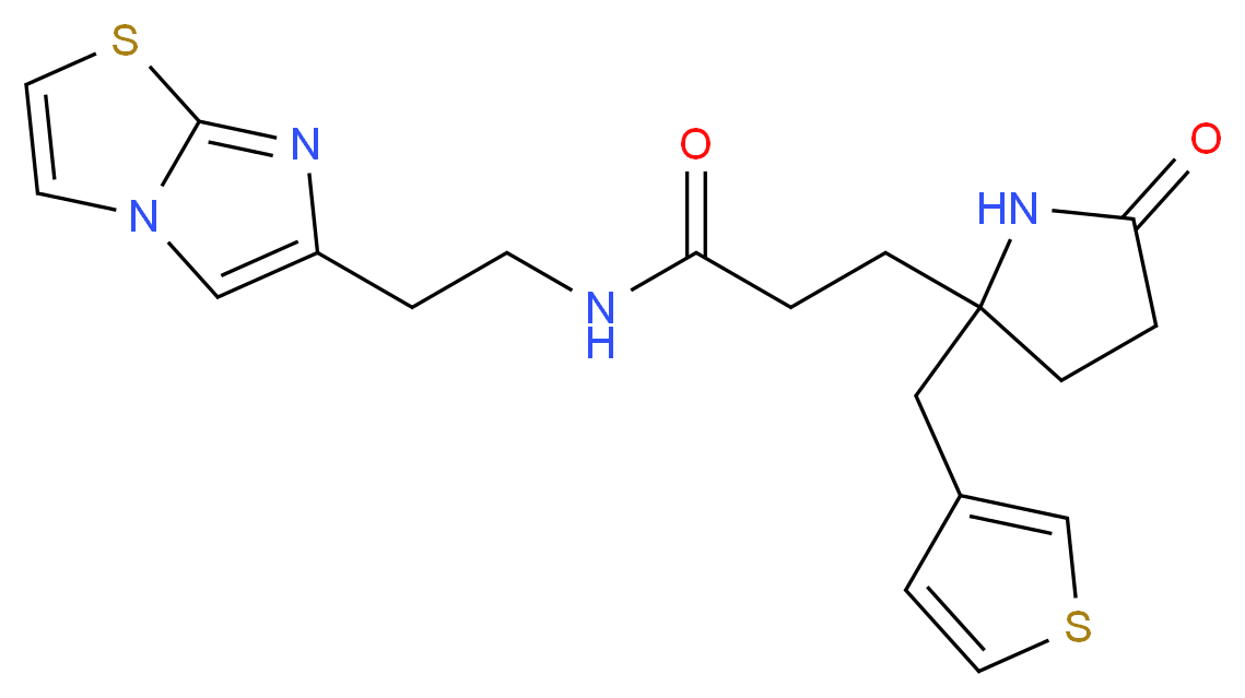 N-(2-imidazo[2,1-b][1,3]thiazol-6-ylethyl)-3-[5-oxo-2-(3-thienylmethyl)-2-pyrrolidinyl]propanamide_分子结构_CAS_)