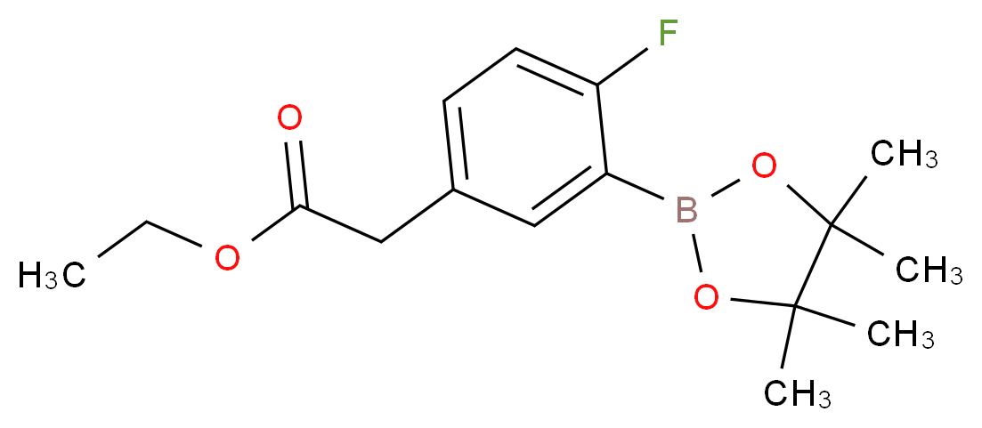 Ethyl 2-(4-fluoro-3-(4,4,5,5-tetramethyl-1,3,2-dioxaborolan-2-yl)phenyl)acetate_分子结构_CAS_1198615-88-1)