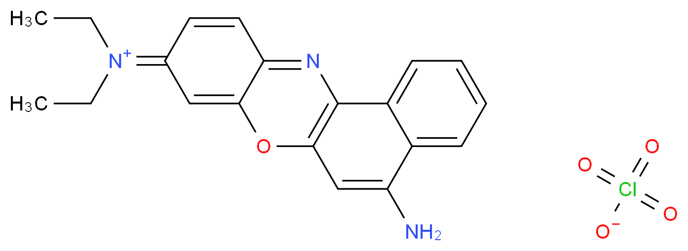 12-amino-N,N-diethyl-8H-10-oxa-5-azatetraphen-8-iminium perchlorate_分子结构_CAS_53340-16-2