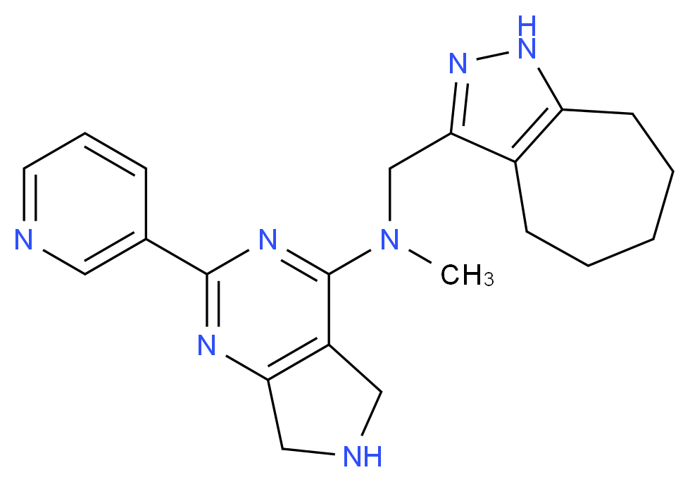 N-(1,4,5,6,7,8-hexahydrocyclohepta[c]pyrazol-3-ylmethyl)-N-methyl-2-pyridin-3-yl-6,7-dihydro-5H-pyrrolo[3,4-d]pyrimidin-4-amine_分子结构_CAS_)