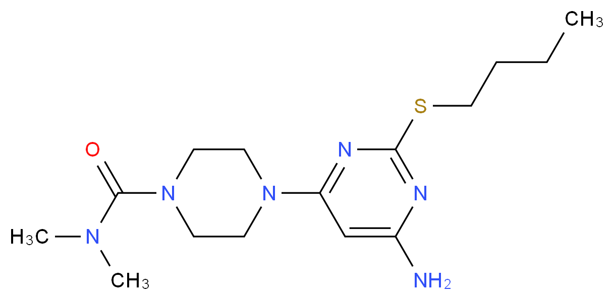 4-[6-amino-2-(butylthio)pyrimidin-4-yl]-N,N-dimethylpiperazine-1-carboxamide_分子结构_CAS_)