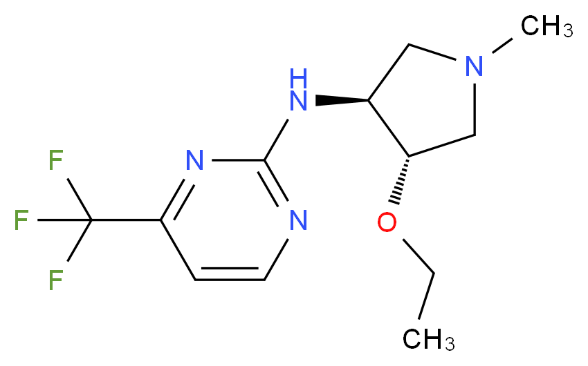 N-[(3S*,4S*)-4-ethoxy-1-methylpyrrolidin-3-yl]-4-(trifluoromethyl)pyrimidin-2-amine_分子结构_CAS_)
