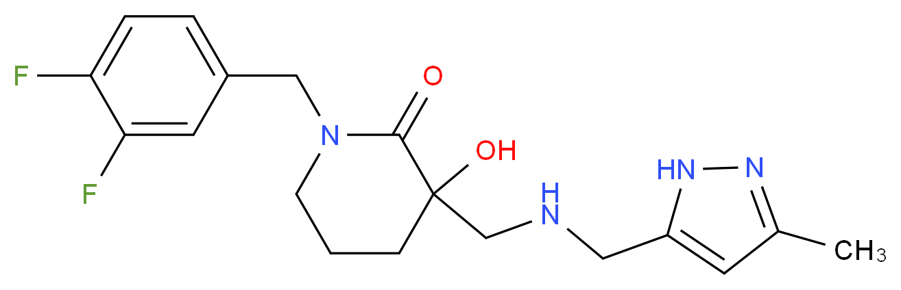 1-(3,4-difluorobenzyl)-3-hydroxy-3-({[(3-methyl-1H-pyrazol-5-yl)methyl]amino}methyl)-2-piperidinone_分子结构_CAS_)