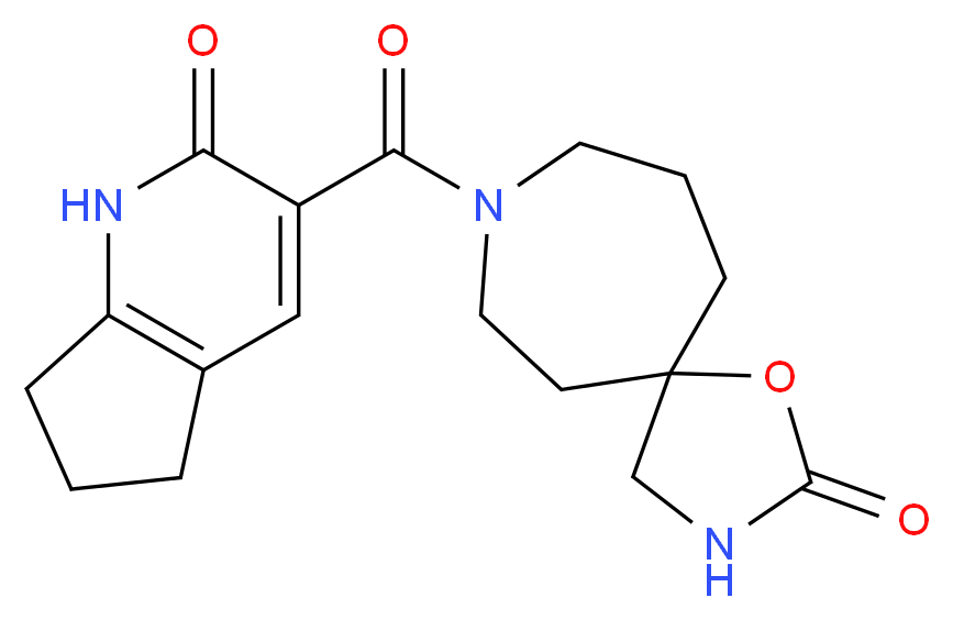 8-[(2-oxo-2,5,6,7-tetrahydro-1H-cyclopenta[b]pyridin-3-yl)carbonyl]-1-oxa-3,8-diazaspiro[4.6]undecan-2-one_分子结构_CAS_)