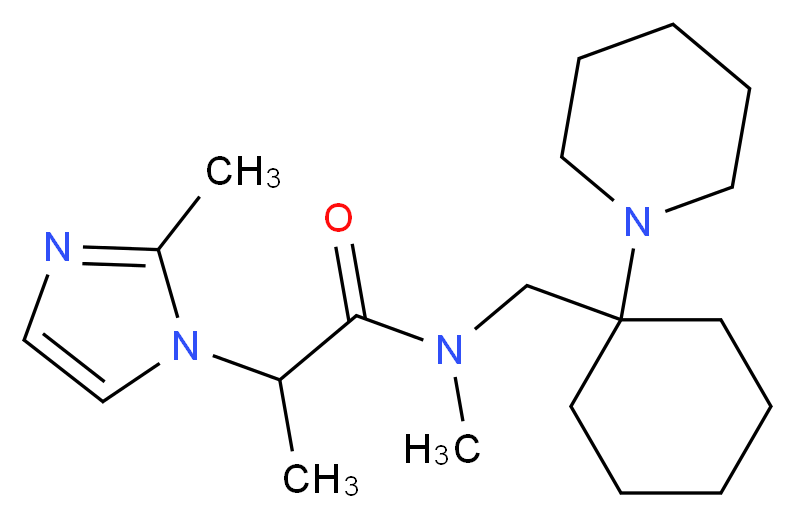 N-methyl-2-(2-methyl-1H-imidazol-1-yl)-N-{[1-(1-piperidinyl)cyclohexyl]methyl}propanamide_分子结构_CAS_)