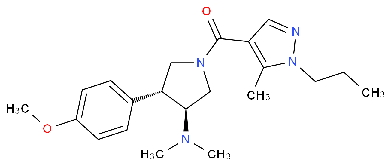 (3S*,4R*)-4-(4-methoxyphenyl)-N,N-dimethyl-1-[(5-methyl-1-propyl-1H-pyrazol-4-yl)carbonyl]-3-pyrrolidinamine_分子结构_CAS_)