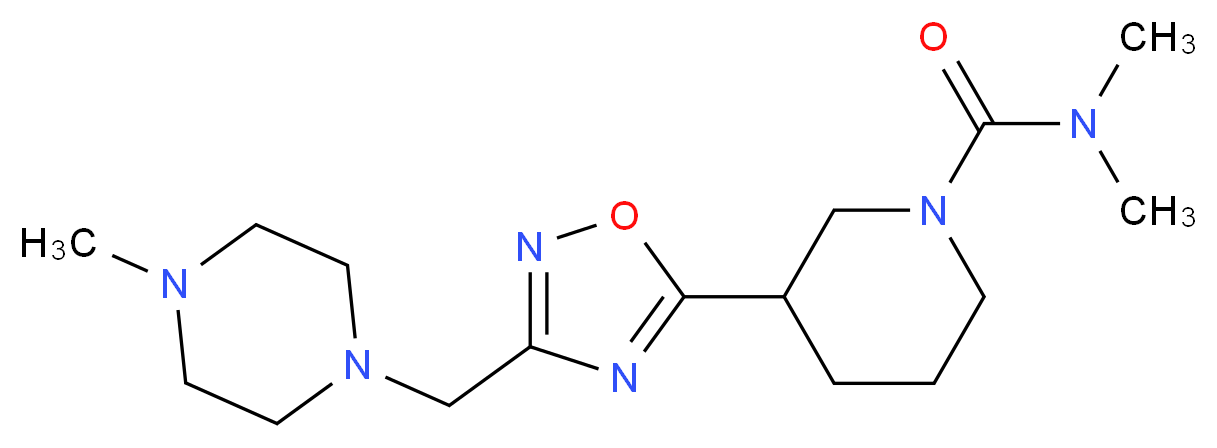 N,N-dimethyl-3-{3-[(4-methyl-1-piperazinyl)methyl]-1,2,4-oxadiazol-5-yl}-1-piperidinecarboxamide_分子结构_CAS_)