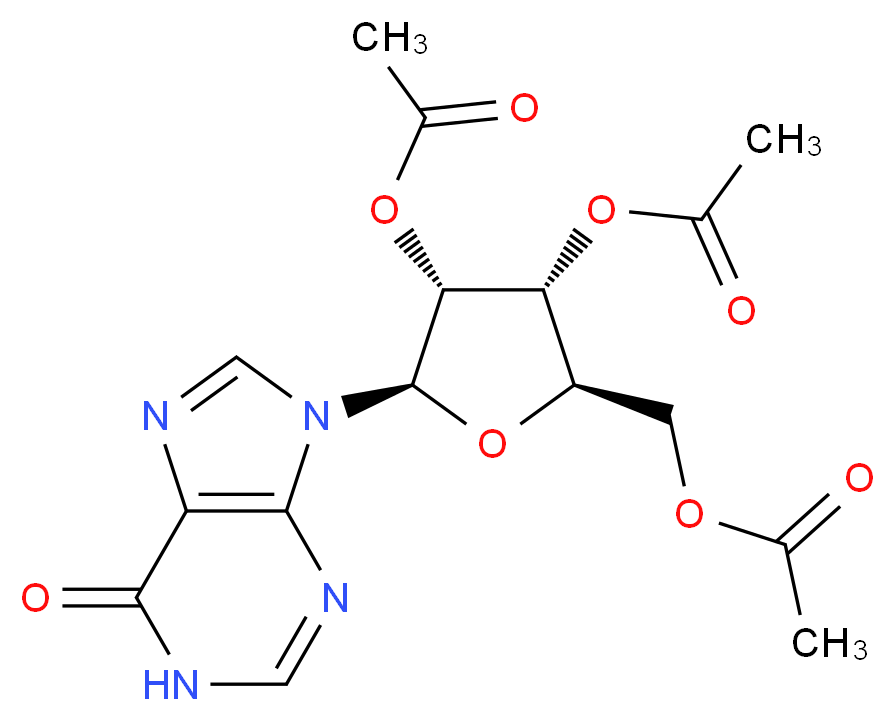 [(2R,3R,4R,5R)-3,4-bis(acetyloxy)-5-(6-oxo-6,9-dihydro-1H-purin-9-yl)oxolan-2-yl]methyl acetate_分子结构_CAS_3181-38-2