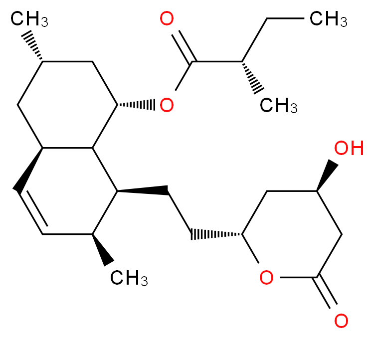 (1S,3S,4aR,7S,8S,8aS)-8-{2-[(2R,4R)-4-hydroxy-6-oxooxan-2-yl]ethyl}-3,7-dimethyl-1,2,3,4,4a,7,8,8a-octahydronaphthalen-1-yl (2S)-2-methylbutanoate_分子结构_CAS_77517-29-4