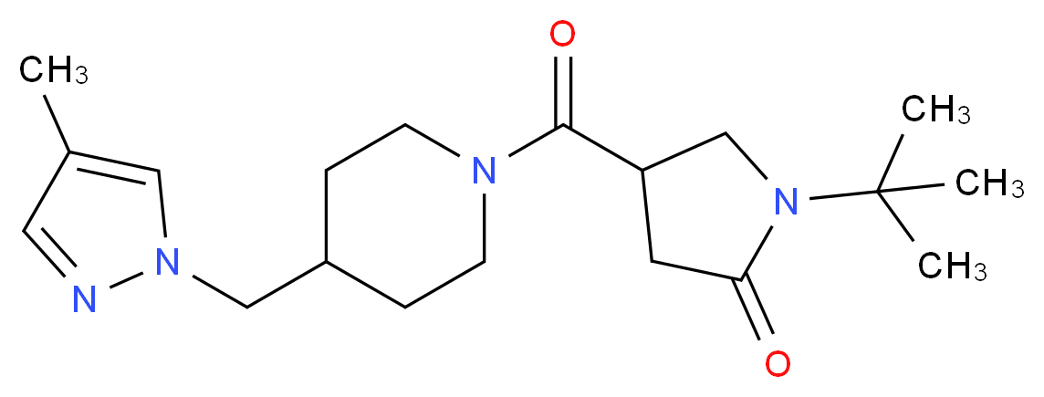 1-tert-butyl-4-({4-[(4-methyl-1H-pyrazol-1-yl)methyl]-1-piperidinyl}carbonyl)-2-pyrrolidinone_分子结构_CAS_)
