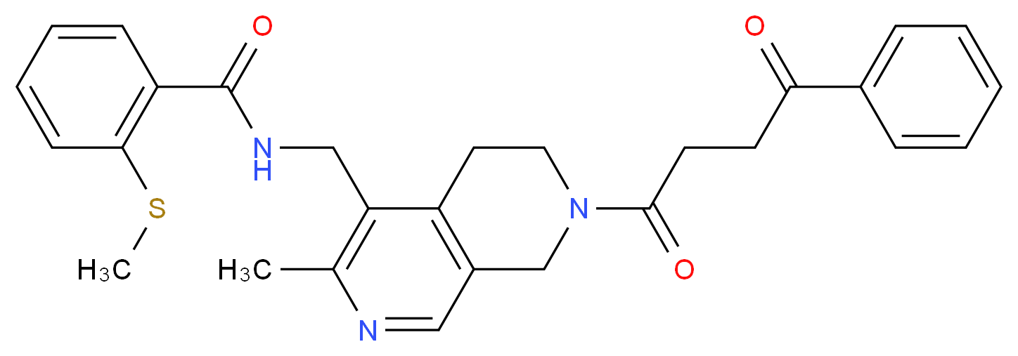 N-{[3-methyl-7-(4-oxo-4-phenylbutanoyl)-5,6,7,8-tetrahydro-2,7-naphthyridin-4-yl]methyl}-2-(methylthio)benzamide_分子结构_CAS_)