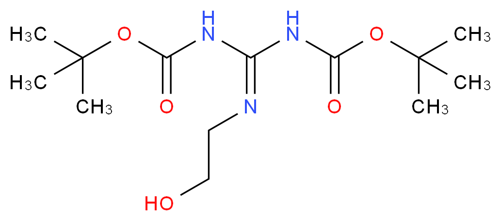 tert-butyl N-({[(tert-butoxy)carbonyl]amino}[(2-hydroxyethyl)imino]methyl)carbamate_分子结构_CAS_215050-11-6