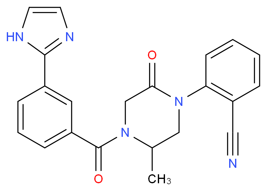 2-{4-[3-(1H-imidazol-2-yl)benzoyl]-5-methyl-2-oxo-1-piperazinyl}benzonitrile_分子结构_CAS_)