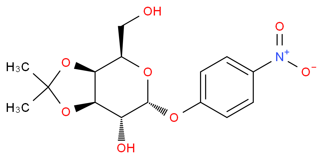 (3aS,4R,6R,7R,7aR)-4-(hydroxymethyl)-2,2-dimethyl-6-(4-nitrophenoxy)-hexahydro-[1,3]dioxolo[4,5-c]pyran-7-ol_分子结构_CAS_29781-32-6
