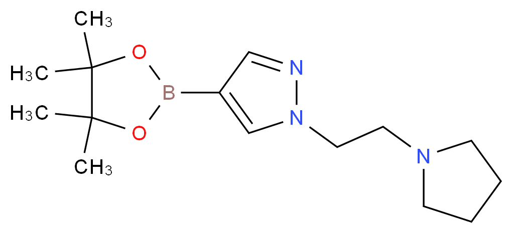 1-[2-(pyrrolidin-1-yl)ethyl]-4-(tetramethyl-1,3,2-dioxaborolan-2-yl)-1H-pyrazole_分子结构_CAS_1000802-52-7