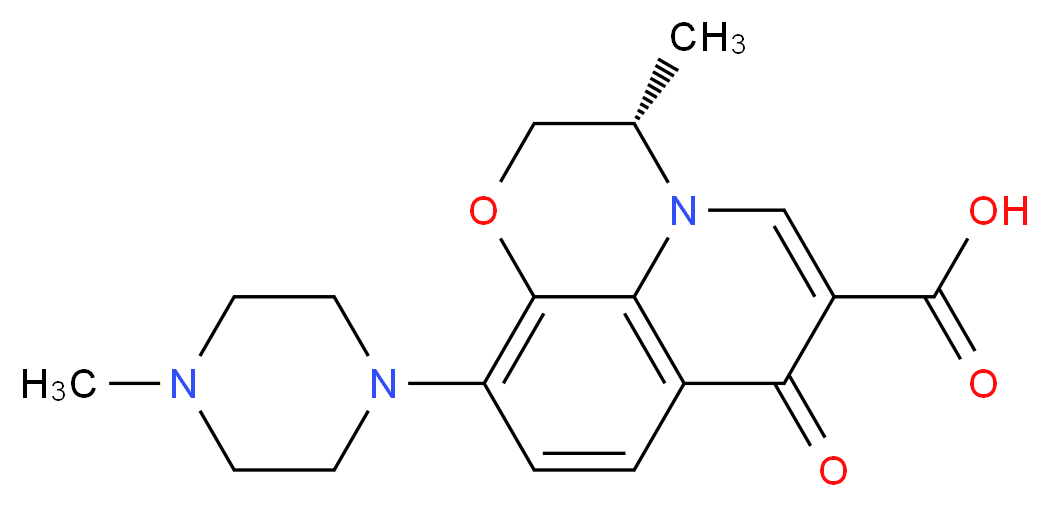 (2S)-2-methyl-6-(4-methylpiperazin-1-yl)-10-oxo-4-oxa-1-azatricyclo[7.3.1.0<sup>5</sup>,<sup>1</sup><sup>3</sup>]trideca-5(13),6,8,11-tetraene-11-carboxylic acid_分子结构_CAS_117620-85-6