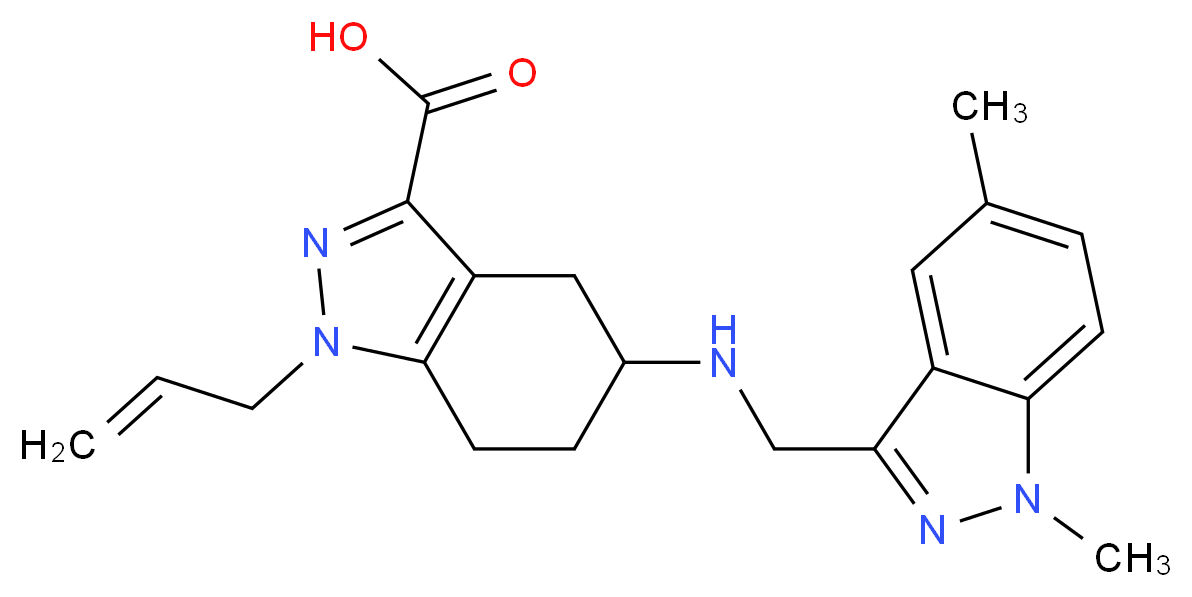 1-allyl-5-{[(1,5-dimethyl-1H-indazol-3-yl)methyl]amino}-4,5,6,7-tetrahydro-1H-indazole-3-carboxylic acid_分子结构_CAS_)
