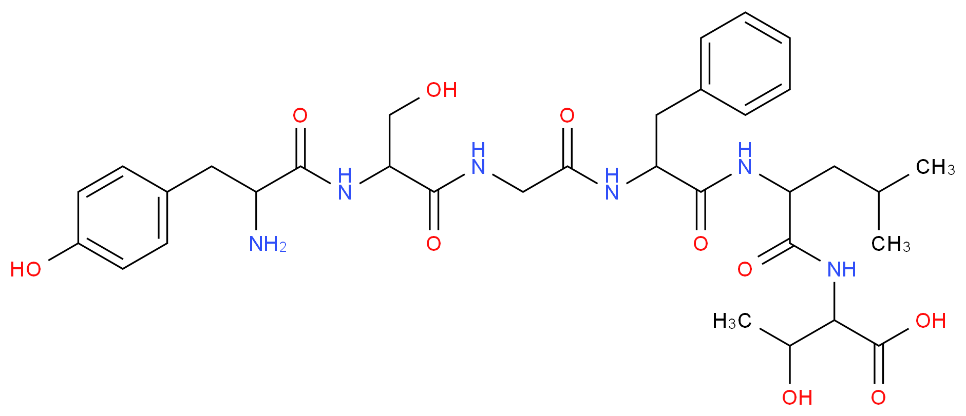 2-{2-[2-(2-{2-[2-amino-3-(4-hydroxyphenyl)propanamido]-3-hydroxypropanamido}acetamido)-3-phenylpropanamido]-4-methylpentanamido}-3-hydroxybutanoic acid_分子结构_CAS_75644-90-5