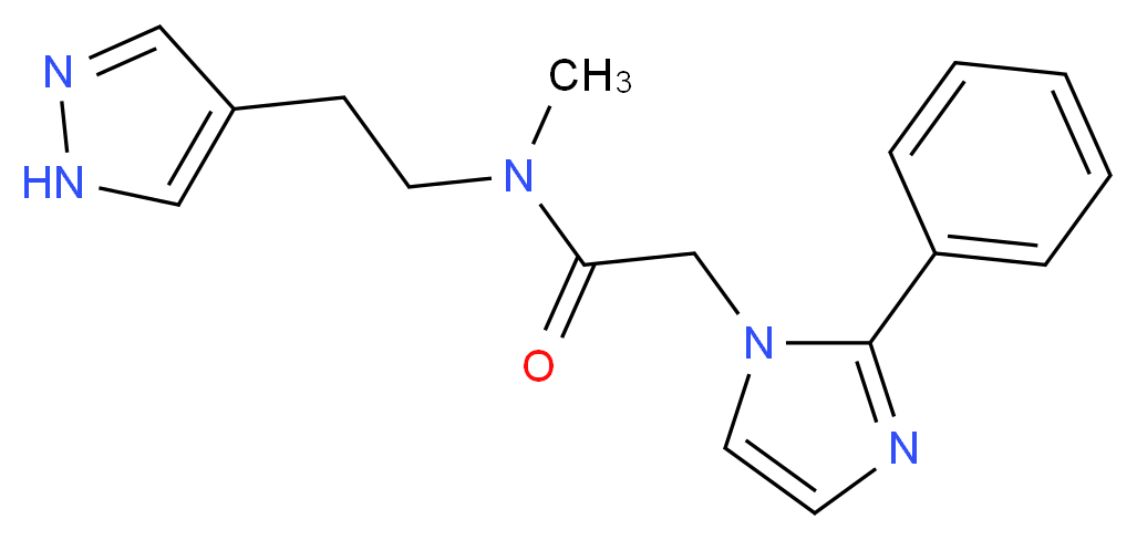N-methyl-2-(2-phenyl-1H-imidazol-1-yl)-N-[2-(1H-pyrazol-4-yl)ethyl]acetamide_分子结构_CAS_)
