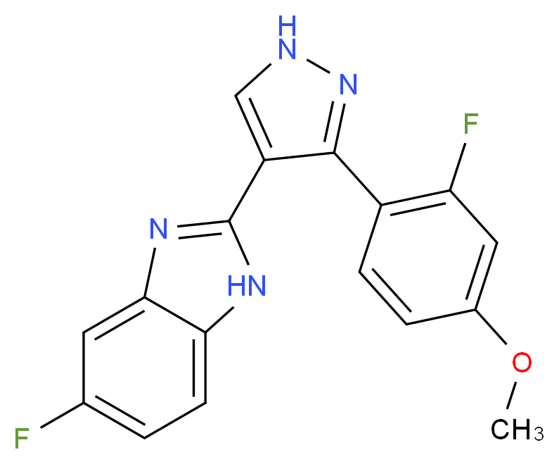 5-fluoro-2-[3-(2-fluoro-4-methoxyphenyl)-1H-pyrazol-4-yl]-1H-benzimidazole_分子结构_CAS_)