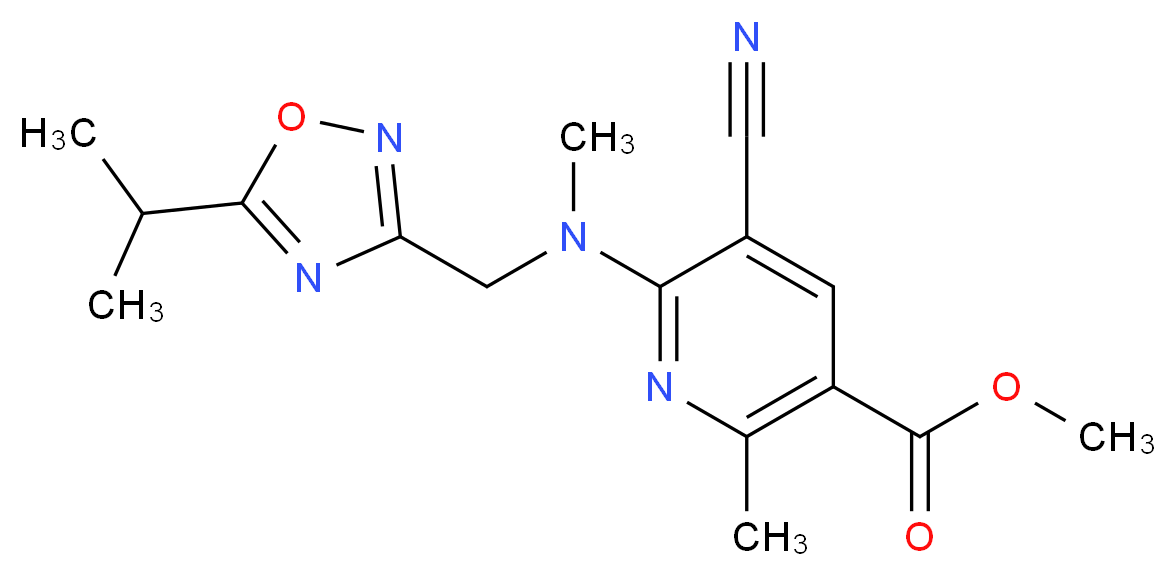 methyl 5-cyano-6-[[(5-isopropyl-1,2,4-oxadiazol-3-yl)methyl](methyl)amino]-2-methylnicotinate_分子结构_CAS_)