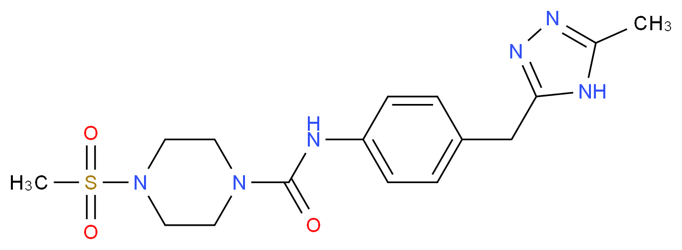 4-(methylsulfonyl)-N-{4-[(5-methyl-4H-1,2,4-triazol-3-yl)methyl]phenyl}piperazine-1-carboxamide_分子结构_CAS_)