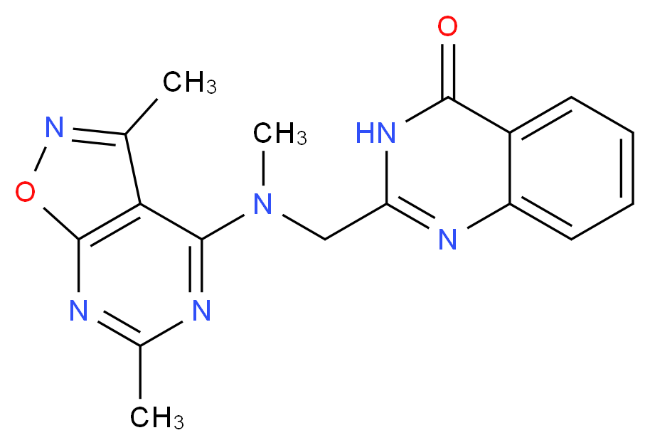 2-{[(3,6-dimethylisoxazolo[5,4-d]pyrimidin-4-yl)(methyl)amino]methyl}-4(3H)-quinazolinone_分子结构_CAS_)