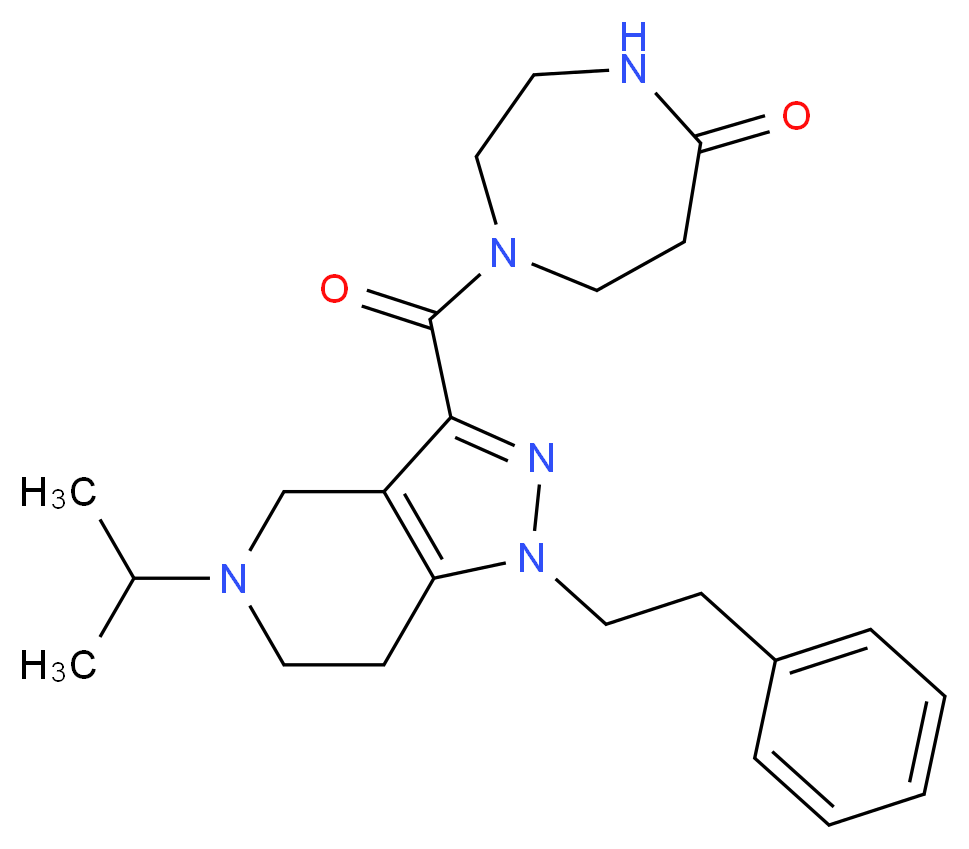 1-{[5-isopropyl-1-(2-phenylethyl)-4,5,6,7-tetrahydro-1H-pyrazolo[4,3-c]pyridin-3-yl]carbonyl}-1,4-diazepan-5-one_分子结构_CAS_)