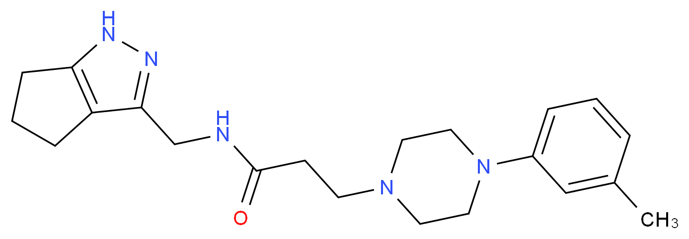 3-[4-(3-methylphenyl)-1-piperazinyl]-N-(1,4,5,6-tetrahydrocyclopenta[c]pyrazol-3-ylmethyl)propanamide_分子结构_CAS_)