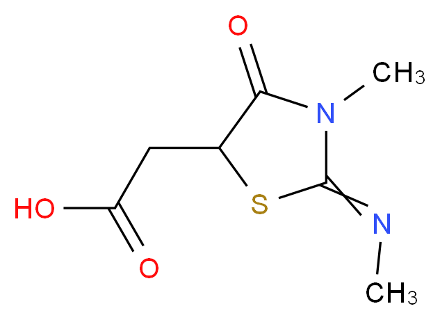 2-[3-methyl-2-(methylimino)-4-oxo-1,3-thiazolan-5-yl]acetic acid_分子结构_CAS_41306-29-0)