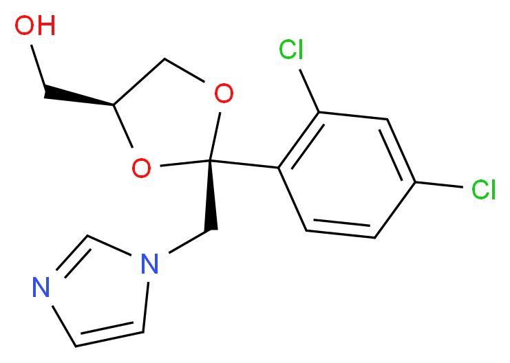 [(2R,4S)-2-(2,4-dichlorophenyl)-2-(1H-imidazol-1-ylmethyl)-1,3-dioxolan-4-yl]methanol_分子结构_CAS_61397-58-8