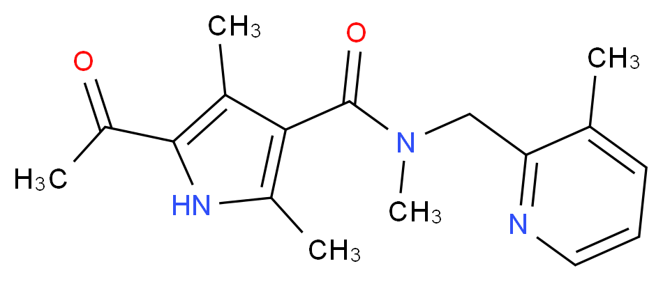 5-acetyl-N,2,4-trimethyl-N-[(3-methylpyridin-2-yl)methyl]-1H-pyrrole-3-carboxamide_分子结构_CAS_)