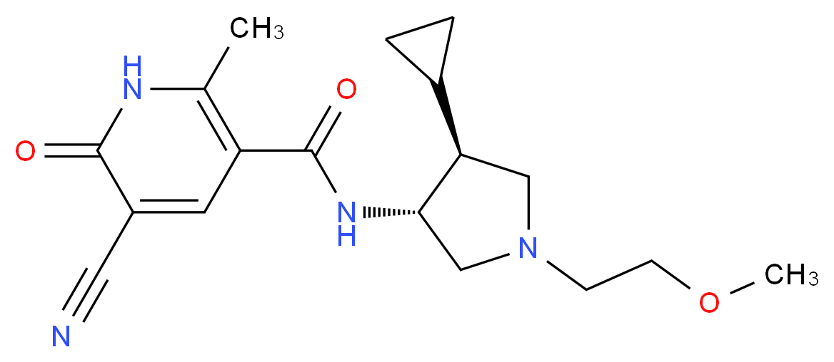 5-cyano-N-[(3R*,4S*)-4-cyclopropyl-1-(2-methoxyethyl)-3-pyrrolidinyl]-2-methyl-6-oxo-1,6-dihydro-3-pyridinecarboxamide_分子结构_CAS_)
