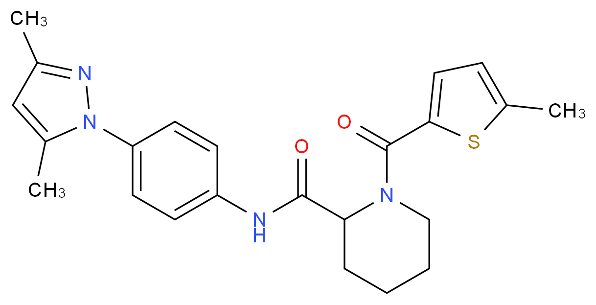 N-[4-(3,5-dimethyl-1H-pyrazol-1-yl)phenyl]-1-[(5-methyl-2-thienyl)carbonyl]-2-piperidinecarboxamide_分子结构_CAS_)