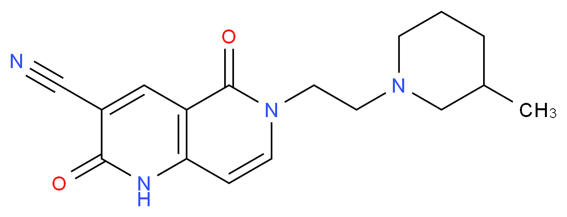 6-[2-(3-methylpiperidin-1-yl)ethyl]-2,5-dioxo-1,2,5,6-tetrahydro-1,6-naphthyridine-3-carbonitrile_分子结构_CAS_)