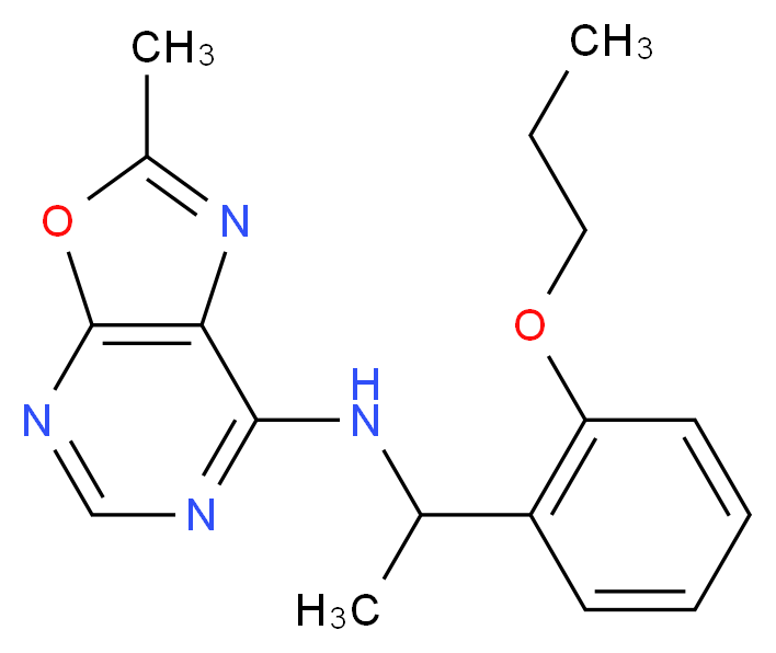 2-methyl-N-[1-(2-propoxyphenyl)ethyl][1,3]oxazolo[5,4-d]pyrimidin-7-amine_分子结构_CAS_)