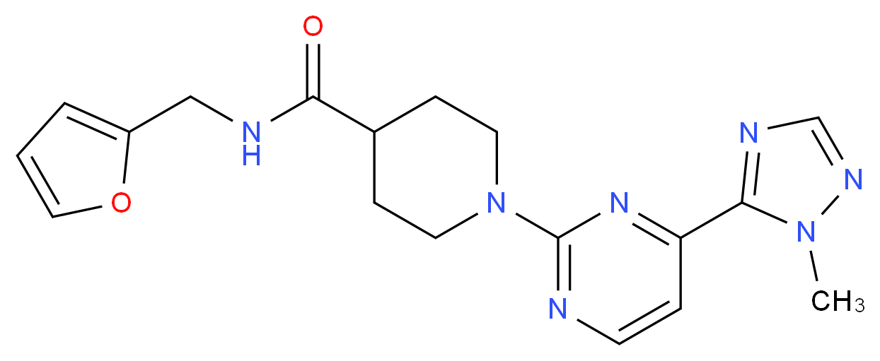 N-(2-furylmethyl)-1-[4-(1-methyl-1H-1,2,4-triazol-5-yl)pyrimidin-2-yl]piperidine-4-carboxamide_分子结构_CAS_)