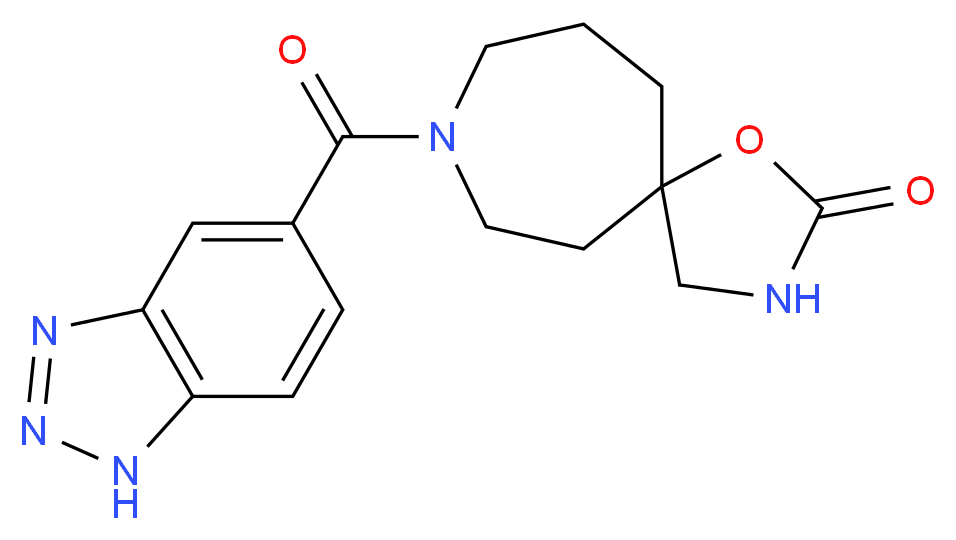 8-(1H-1,2,3-benzotriazol-5-ylcarbonyl)-1-oxa-3,8-diazaspiro[4.6]undecan-2-one_分子结构_CAS_)