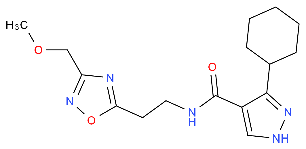 3-cyclohexyl-N-{2-[3-(methoxymethyl)-1,2,4-oxadiazol-5-yl]ethyl}-1H-pyrazole-4-carboxamide_分子结构_CAS_)