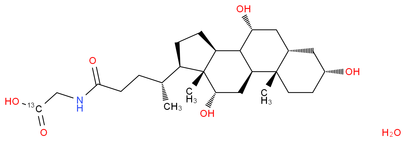 2-[(4R)-4-[(1S,2S,5R,7S,9R,10R,11S,14R,15R,16S)-5,9,16-trihydroxy-2,15-dimethyltetracyclo[8.7.0.0<sup>2</sup>,<sup>7</sup>.0<sup>1</sup><sup>1</sup>,<sup>1</sup><sup>5</sup>]heptadecan-14-yl]pentanamido](1-<sup>1</sup><sup>3</sup>C)acetic acid hydrate_分子结构_CAS_64431-95-4