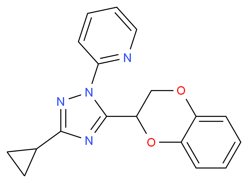2-[3-cyclopropyl-5-(2,3-dihydro-1,4-benzodioxin-2-yl)-1H-1,2,4-triazol-1-yl]pyridine_分子结构_CAS_)