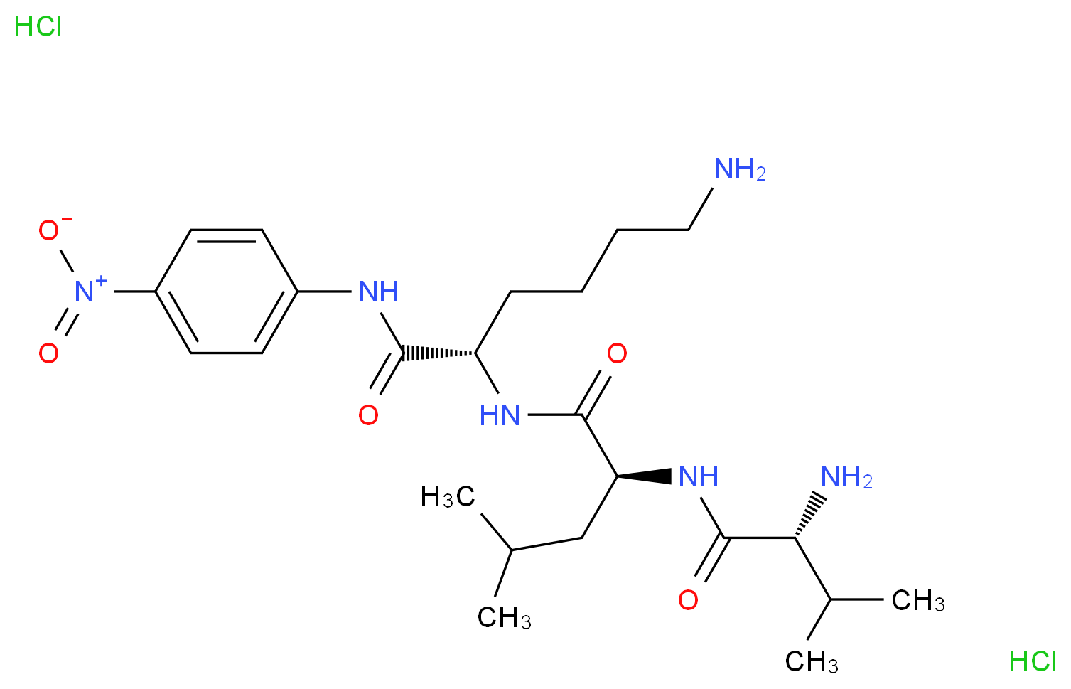 (2S)-6-amino-2-[(2S)-2-[(2R)-2-amino-3-methylbutanamido]-4-methylpentanamido]-N-(4-nitrophenyl)hexanamide dihydrochloride_分子结构_CAS_62354-43-2