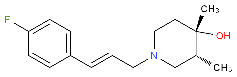 (3R*,4S*)-1-[(2E)-3-(4-fluorophenyl)prop-2-en-1-yl]-3,4-dimethylpiperidin-4-ol_分子结构_CAS_)